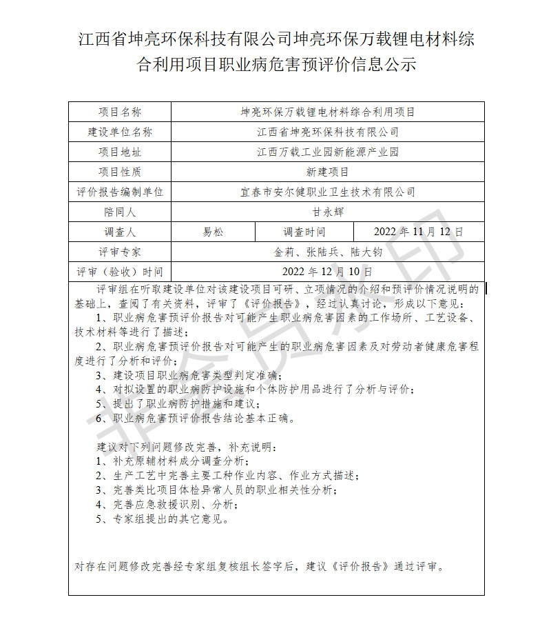江西省坤亮環(huán)?？萍加邢薰纠ち镰h(huán)保萬載鋰電材料綜合利用項(xiàng)目職業(yè)病危害預(yù)評(píng)價(jià)信息公示.jpg